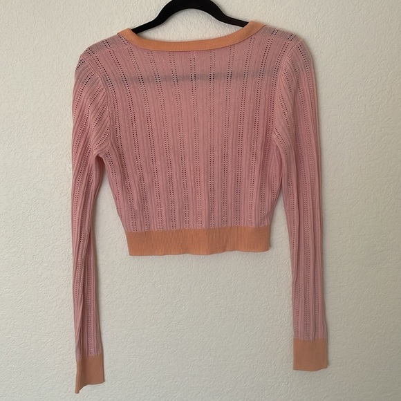 FOR LOVE AND LEMONS Pink Orange Phoebe Pointelle Crop - Picture 7 of 7